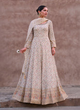 Off-White Colour Party Wear Gown looking Appealing